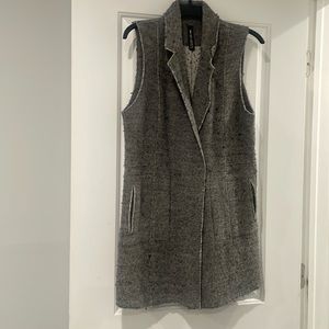 Beautiful long gray dress up vest, throw over white top black pants to dress up